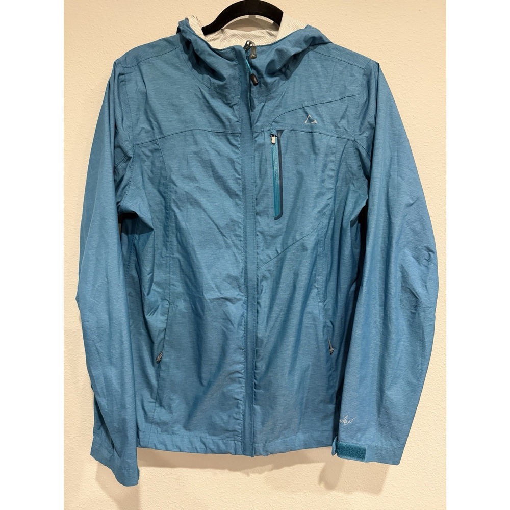 Paradox Women's Rain Jacket Blue Heathered Zip Hooded Waterproof Breathable S